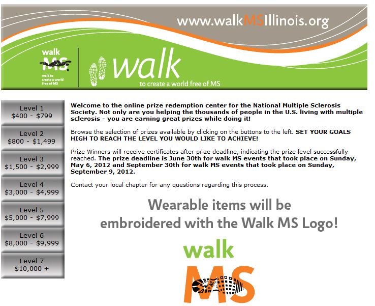 ILD Walk MS 2012 Prize Center screenshot